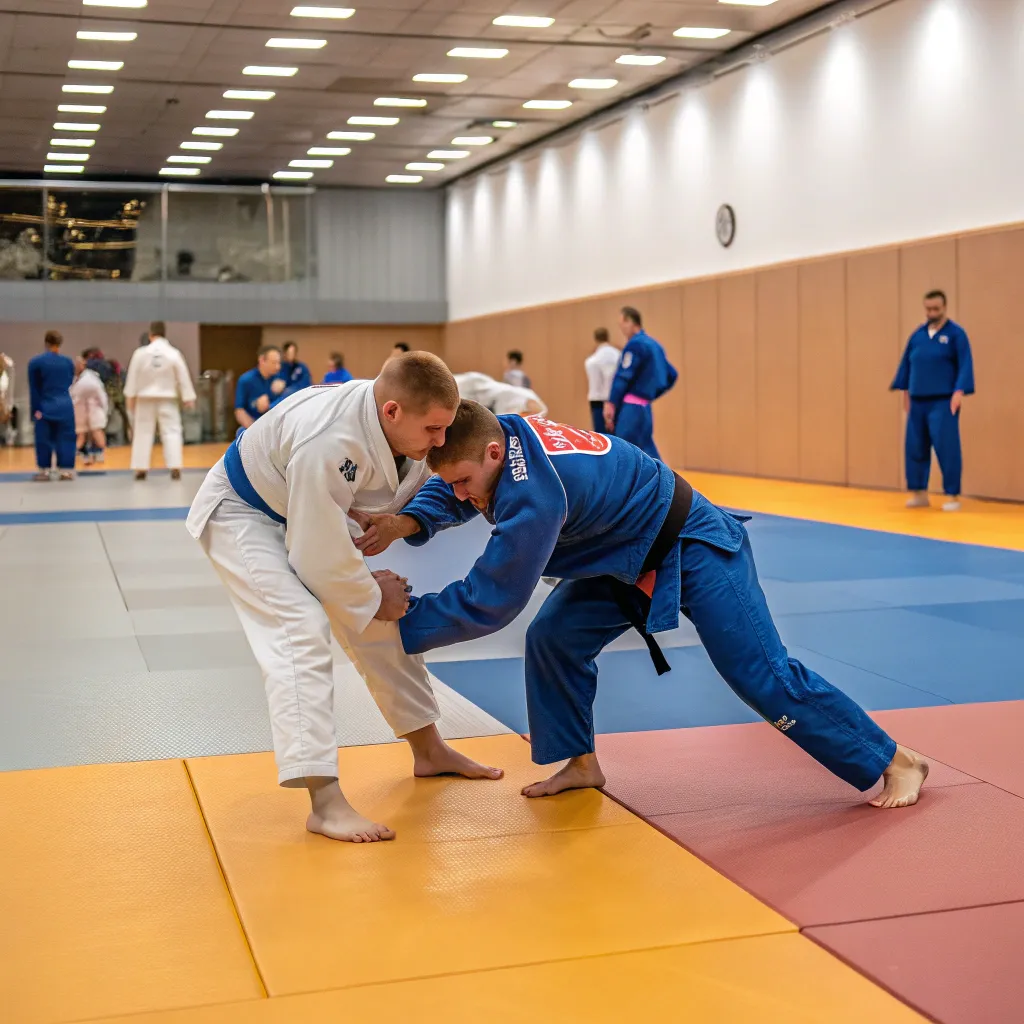 Judo training session in action